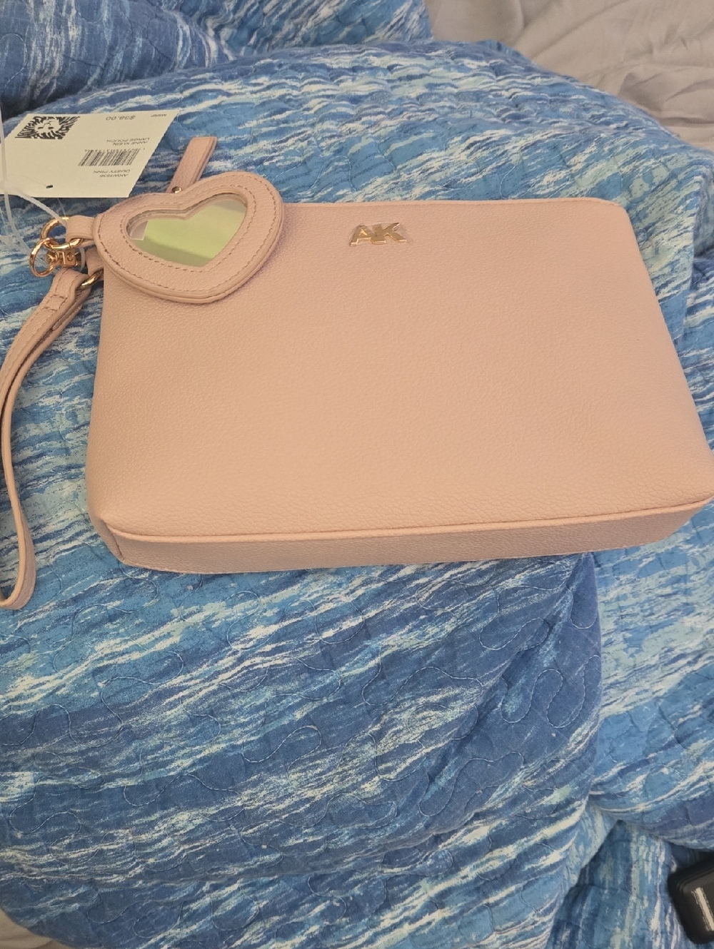 Soft Pink Wristlet Crossbody Bag with Heart Charm